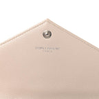 Saint Laurent Chain Wallet Monogram Envelope Grain De Poudre Matelasse Chevron Woc Nude Beige Leather Shoulder Bag