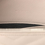 Saint Laurent Chain Wallet Monogram Envelope Grain De Poudre Matelasse Chevron Woc Nude Beige Leather Shoulder Bag