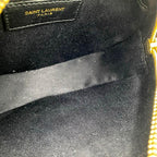 Saint Laurent Classic Camera Vinyle Ysl Monogram Round Croc-embossed Black Patent Leather Cross Body Bag