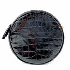 Saint Laurent Classic Camera Vinyle Ysl Monogram Round Croc-embossed Black Patent Leather Cross Body Bag