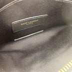 Saint Laurent Clutch Monogram Quilted Textured-leather Black Leather Wristlet