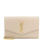 Saint Laurent Clutch Uptown Envelope Beige Leather Cross Body Bag