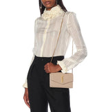 Saint Laurent Clutch Uptown Envelope Beige Leather Cross Body Bag