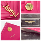 Saint Laurent College Lambskin Matelasse Chevron Small Monogram Satchel Pink Leather Shoulder Bag