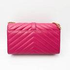 Saint Laurent College Lambskin Matelasse Chevron Small Monogram Satchel Pink Leather Shoulder Bag