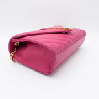 Saint Laurent College Lambskin Matelasse Chevron Small Monogram Satchel Pink Leather Shoulder Bag