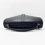 Saint Laurent Crocodile Embossed Monogram Large College Black Calfskin Leather Satchel