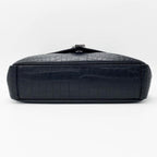 Saint Laurent Crocodile Embossed Monogram Large College Black Calfskin Leather Satchel