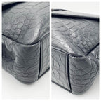 Saint Laurent Crocodile Embossed Monogram Large College Black Calfskin Leather Satchel