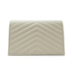 Saint Laurent Monogram Envelope Chain Wallet Medium Grained Matelasse White Leather Shoulder Bag