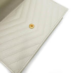 Saint Laurent Monogram Envelope Chain Wallet Medium Grained Matelasse White Leather Shoulder Bag