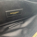 Saint Laurent Envelope Clutch Ysl Monogram Quilted Wallet Black Leather Wristlet