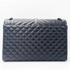 Saint Laurent Monogram Envelope Grain De Poudre Textured Mixed Matelasse Triquilt Large Black Leather Shoulder Bag