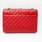Saint Laurent Monogram Envelope Grain De Poudre Textured Mixed Matelasse Triquilt Medium Red Leather Shoulder Bag
