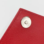 Saint Laurent Monogram Envelope Grain De Poudre Textured Mixed Matelasse Triquilt Medium Red Leather Shoulder Bag