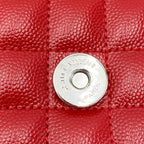Saint Laurent Monogram Envelope Grain De Poudre Textured Mixed Matelasse Triquilt Medium Red Leather Shoulder Bag