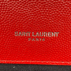 Saint Laurent Monogram Envelope Grain De Poudre Textured Mixed Matelasse Triquilt Medium Red Leather Shoulder Bag
