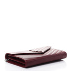 Saint Laurent Chain Wallet Grain De Poudre Matelasse Chevron Monogram Rouge Legion Red Leather Shoulder Bag