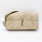 Saint Laurent Jamie Suede Patchwork Monogram Medium Baguette Sea Salt Beige Lambskin Leather Shoulder Bag