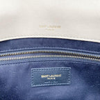 Saint Laurent Jamie Suede Patchwork Monogram Medium Baguette Sea Salt Beige Lambskin Leather Shoulder Bag
