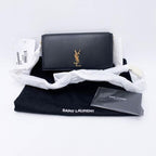 Saint Laurent Kate Ysl Monogram Phone Holder with Strap In Smooth Black Leather Cross Body Bag