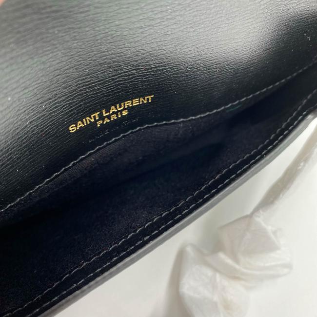 Saint Laurent Kate Ysl Monogram Phone Holder with Strap In Smooth Black Leather Cross Body Bag