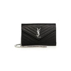 Saint Laurent Large Monogram Chain Envelope Black Leather Cross Body Bag