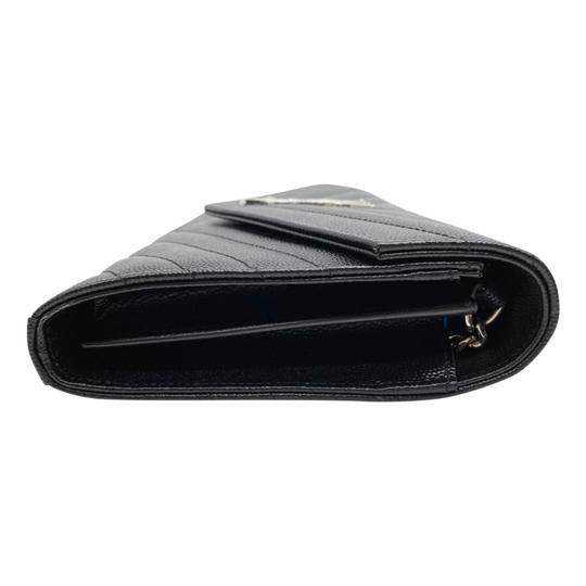 Saint Laurent Large Monogram Chain Envelope Black Leather Cross Body Bag