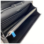 Saint Laurent Large Monogram Chain Envelope Black Leather Cross Body Bag