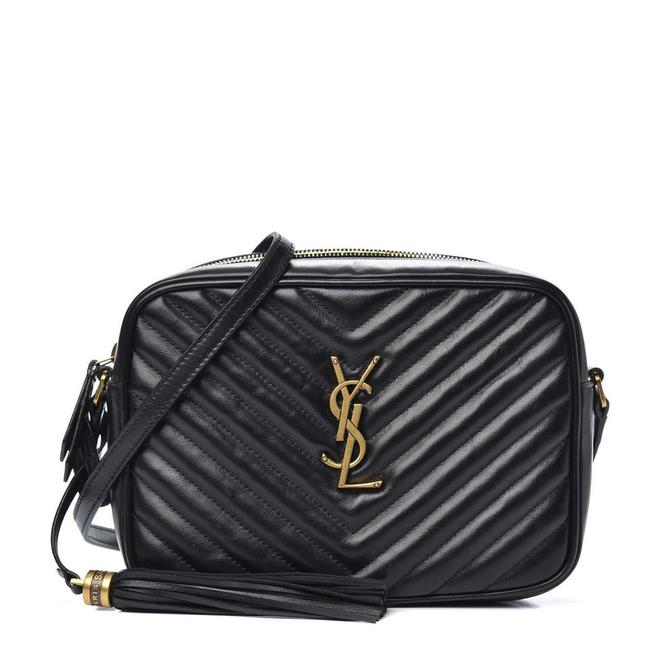 Saint Laurent Lou Monogram Quilted Camera Gold Ghw 2021 Black Leather Cross Body Bag