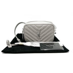 Saint Laurent Monogram Camera Belt Lou Grey Calfskin Leather Cross Body Bag