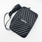 Saint Laurent Monogram Camera Lou Matelasse Black Calfskin Leather Cross Body Bag