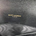 Saint Laurent Monogram Envelope Chain Wallet Clutch Ysl Woc In Grained Black Leather Cross Body Bag