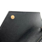Saint Laurent Monogram Envelope Chain Wallet Clutch Ysl Woc In Grained Black Leather Cross Body Bag