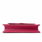 Saint Laurent Monogram Envelope Chain Wallet Grain De Poudre Matelasse Chevron Fresh Fuchsia Leather Shoulder Bag