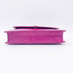 Saint Laurent Monogram Envelope Chain Wallet Textured Electric Pink Patent Leather Cross Body Bag