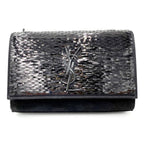 Saint Laurent Monogram Kate Crossbody Paillette Embellished Black Suede Leather Shoulder Bag