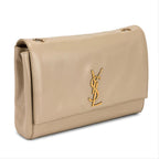 Saint Laurent Monogram Kate Crossbody Soft Medium Reversible Ysl Monogram Beige Leather Shoulder Bag