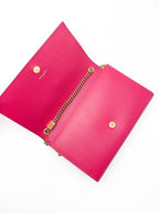 Saint Laurent Monogram Kate Grain De Poudre Medium Satchel Lipstick Fuchsia Pink Leather Shoulder Bag