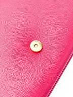 Saint Laurent Monogram Kate Grain De Poudre Medium Satchel Lipstick Fuchsia Pink Leather Shoulder Bag