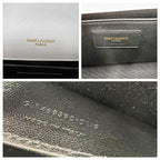 Saint Laurent Monogram Kate Grain De Poudre Small Classic Shapes Print White Leather Cross Body Bag