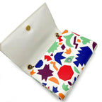 Saint Laurent Monogram Kate Grain De Poudre Small Classic Shapes Print White Leather Cross Body Bag