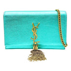 Saint Laurent Monogram Kate Monogram Tassel Metallic Chlorophylle Green Leather Cross Body Bag