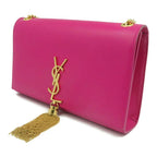 Saint Laurent Monogram Kate Smooth Medium Classic Tassel Fuchsia Pink Calfskin Leather Shoulder Bag
