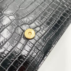 Saint Laurent Monogram Kate Wallet on Chain Crocodile Embossed Tassel Black Patent Leather Cross Body Bag