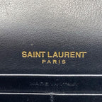 Saint Laurent Monogram Kate Wallet on Chain Crocodile Embossed Tassel Black Patent Leather Cross Body Bag