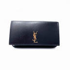 Saint Laurent Monogram Kate Ysl Phone Holder with Strap In Smooth Black Leather Cross Body Bag