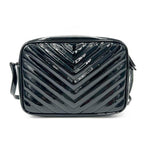 Saint Laurent Monogram Lou Camera Calfskin Matelasse Black Patent Leather Cross Body Bag