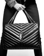 Saint Laurent Monogram Loulou Calfskin Y Quilted Monogram Large Chain Satchel Black Leather Shoulder Bag