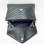 Saint Laurent Monogram Loulou Calfskin Y Quilted Monogram Large Chain Satchel Black Leather Shoulder Bag